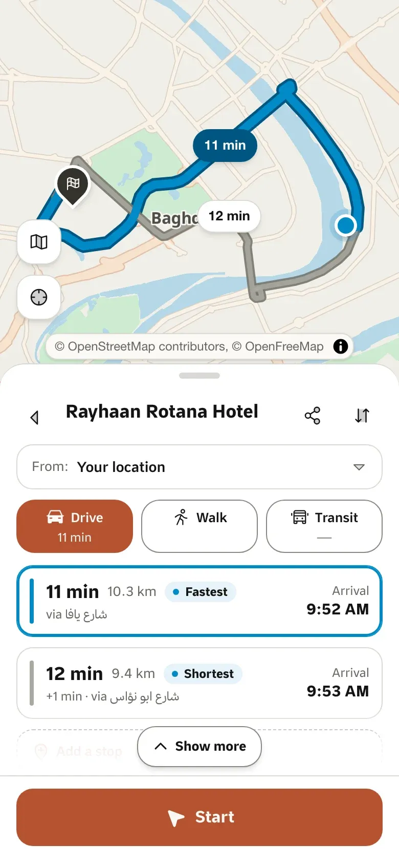 Routes to compare
